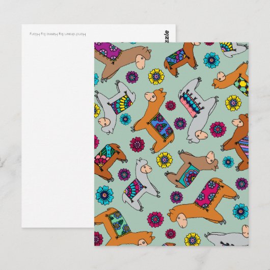 Het Briefkaart van Alpacas (Voorkant / Achterkant)