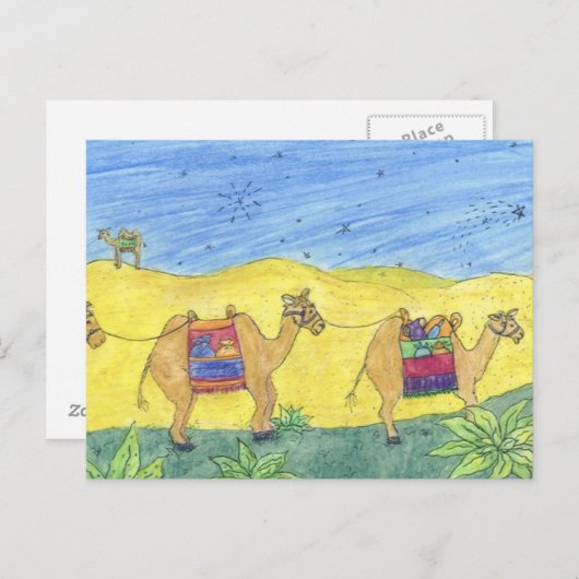 Het Briefkaart van de Kamelen van Kerstmis (Voorkant / Achterkant)