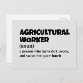 Het Briefkaart van de landarbeider - Funny Definit (Voorkant / Achterkant)