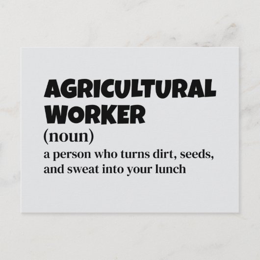 Het Briefkaart van de landarbeider - Funny Definit (Voorkant)