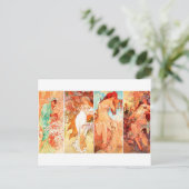 Het  briefkaart van de Seizoenen Mucha (Staand voorkant)