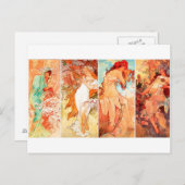 Het  briefkaart van de Seizoenen Mucha (Voorkant / Achterkant)