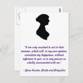 Het Briefkaart van het Citaat van Jane Austen (Voorkant / Achterkant)