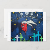 Het Briefkaart van het vliegende hart (Voorkant / Achterkant)