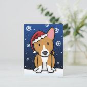 Het Briefkaart van Kerstmis van Basenji van Kawaii (Staand voorkant)