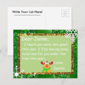 Het Briefkaart van Kerstmis van Kerstman aan een (Voorkant / Achterkant)