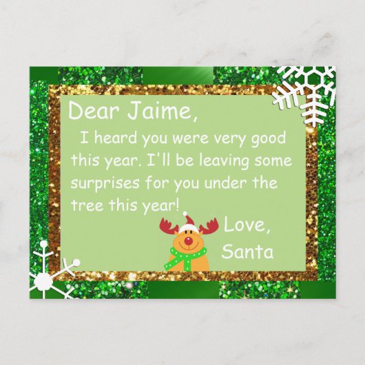 Het Briefkaart van Kerstmis van Kerstman aan een (Voorkant)