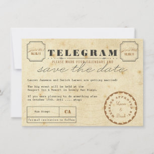 Het  Briefkaart van Telegram sparen de Datum