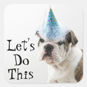 Het Britse Puppy die van de Buldog een Pet van de Vierkante Sticker
