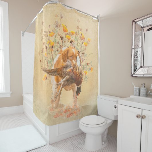 Het Brittany spaniel Shower Curtain Douchegordijn (In situ)