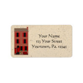 Het brownstone-adreslabel etiket (Voorkant)