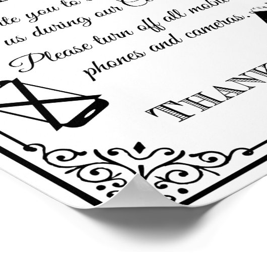 Het bruiloft is zwart wit, niet met een stekker poster (Hoek)