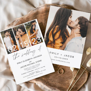 Het bruiloft van de minieme witte bruiloft met fot kaart