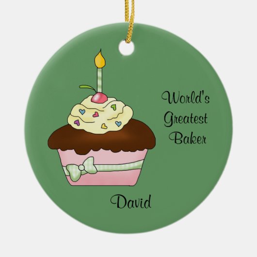 Het bruine Ornament van Kerstmis Cupcake (Voorkant)