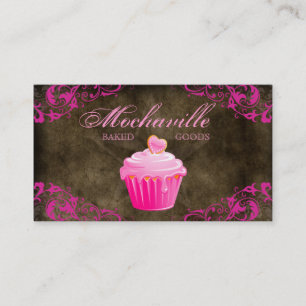Het Bruine Roze van het Suède van Cupcake van het Visitekaartje