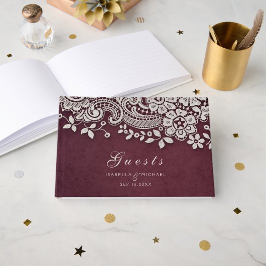 Het  bruinkoolgastenboek van de Bourgogne Gastenboek (Voorkant open)