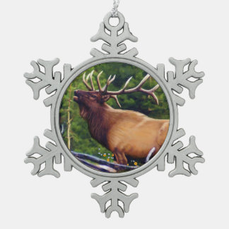 Het Bugler Elk Bull Tin Sneeuwvlok Ornament