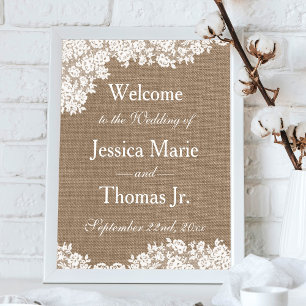 Het Burlap & Lace Trouwcollectie Welkomstbord Poster