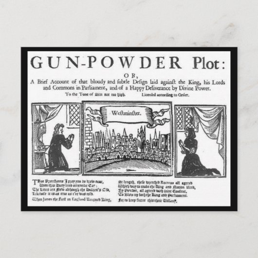 Het buskruitcomplot van Guy Fawkes Briefkaart (Voorkant)