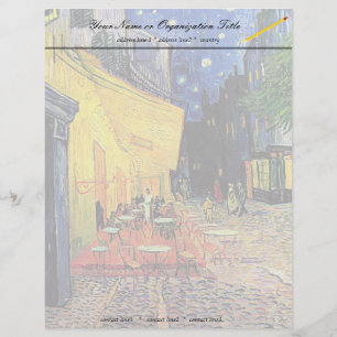 Het caféterras op de place du forum, Arles, op Briefhoofd