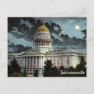 Het California State Capitol Moonlight Briefkaart