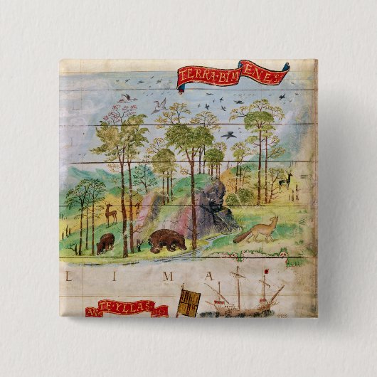 Het Canadese bos Vierkante Button 5,1 Cm (Voorkant)