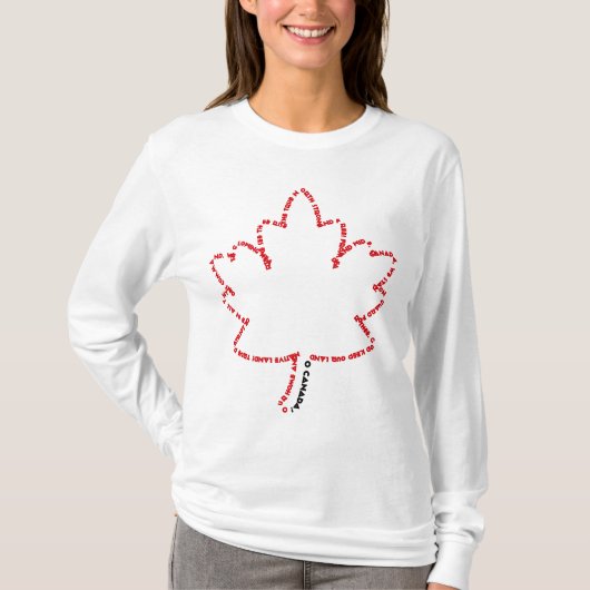 Het Canadese volkslied in een esdoornblad T-shirt (Voorkant)