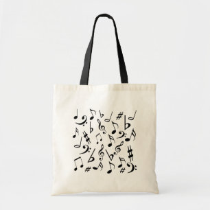 Het Canvas tas van muzieknoten - Wit & Zwarte