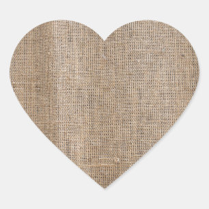 Het canvas van jute textuur hart sticker