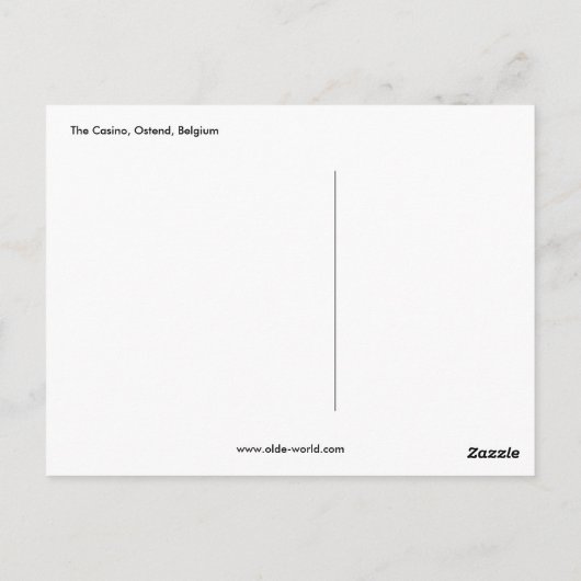 Het casino, Oostende, België Briefkaart (Achterkant)