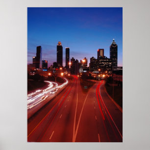 Het centrum van Atlanta 's nachts Poster