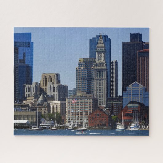Het centrum van Boston Skyline en Boston Harbour Legpuzzel (Horizontaal)