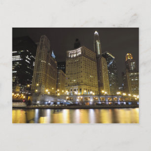 Het centrum van Chicago op de Chicago rivier bij d Briefkaart