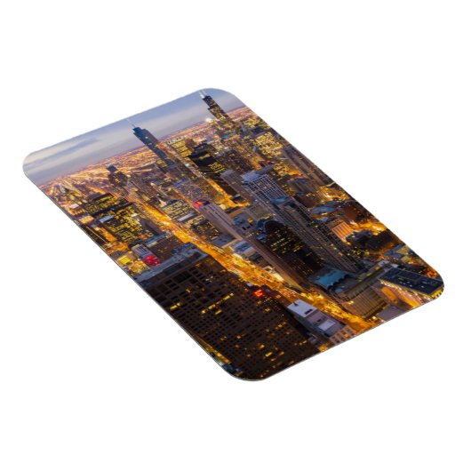 Het centrum van Chicago skyline bij schemering Magneet (Rechterzijde)