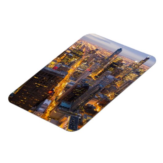 Het centrum van Chicago skyline bij schemering Magneet (Linkerzijde)