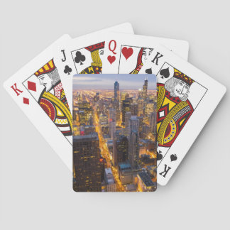 Het centrum van Chicago skyline bij schemering Pokerkaarten