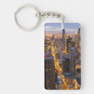 Het centrum van Chicago skyline bij schemering Sleutelhanger