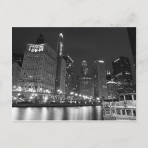 Het centrum van Chicago Zwart-wit Briefkaart