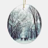 het centrum van het park in de winter keramisch ornament (Links)