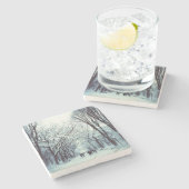 het centrum van het park in de winter stenen onderzetter (Zijkant)