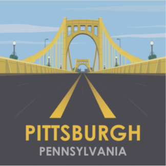 Het centrum van Pittsburgh, Brug Vintage Reis Sticker