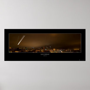 Het centrum van San Diego Night Panorama Poster