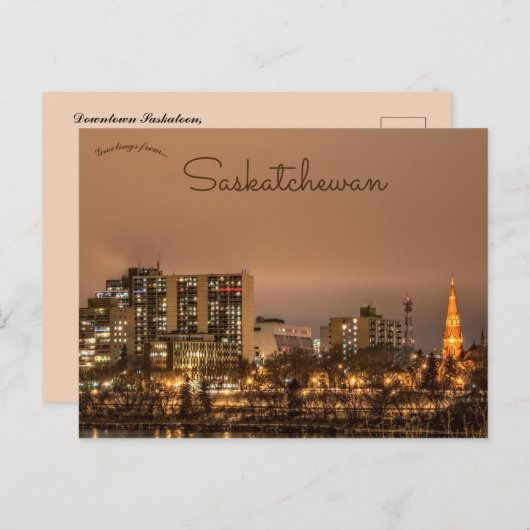 Het centrum van Saskatoon Saskatchewan Briefkaart (Voorkant / Achterkant)