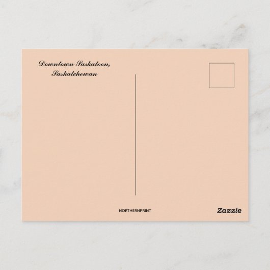 Het centrum van Saskatoon Saskatchewan Briefkaart (Achterkant)