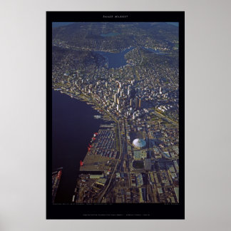 Het centrum van Seattle op Sunset With Kingdome, 1 Poster