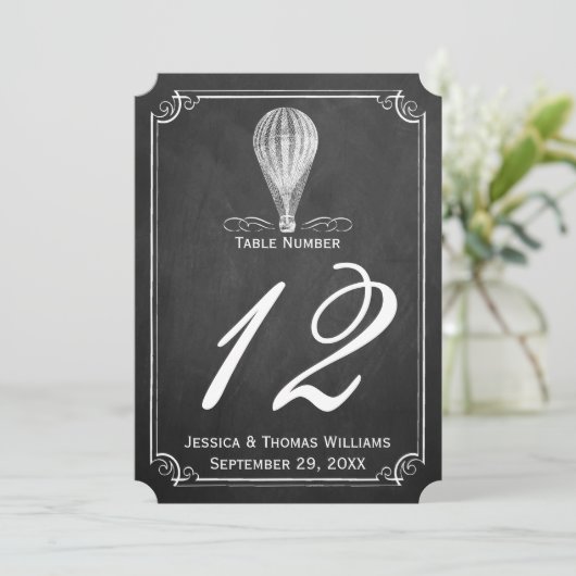 Het Chalkboard Hot Air Ballon Wedding Collectie Kaart (Staand voorkant)