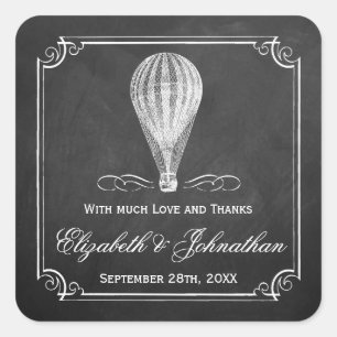 Het Chalkboard Hot Air Ballon Wedding Collectie Vierkante Sticker