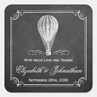Het Chalkboard Hot Air Ballon Wedding Collectie Vierkante Sticker