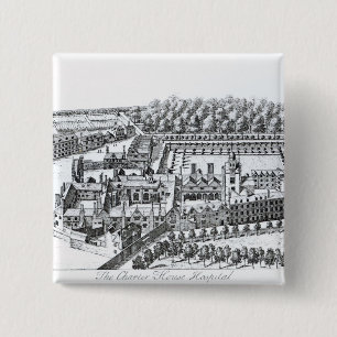 Het charterhuisziekenhuis, c.1720 vierkante button 5,1 cm