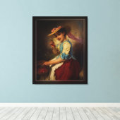 Het Cherry Girl van Adolphe Piot Canvas Afdruk (Insitu (Houten vloer))